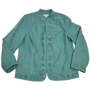 Conrad C Vintage Suede Feel Zip Front Blazer